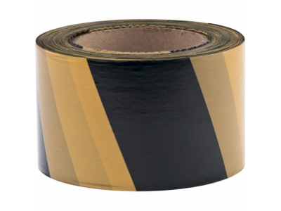 Лента сигнальная, 50 мм х 200 м, черно-желтая Россия Сибртех