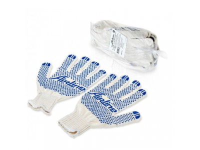 Перчатки комплект ХБ с точечным ПВХ покрытием (5 пар) AIRLINE