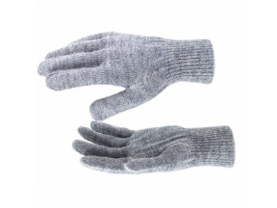 Перчатки трикотажные, акрил, серое мулине, двойная манжета Россия Сибртех