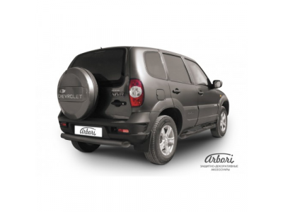 Защита заднего бампера Arbori d76 радиусная, CHEVROLET NIVA 2010-, черн.