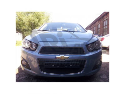 Защита радиатора Chevrolet Aveo 2012- black низ.