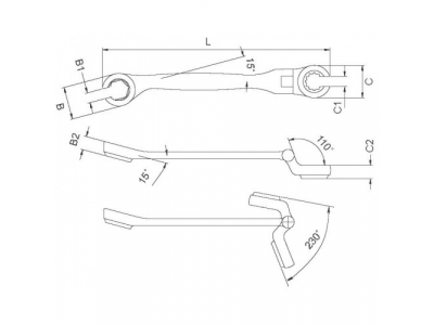 Ключ разрезной с полукарданом 6х6 мм