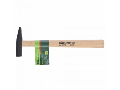 Молоток слесарный 200 г, квадратный боек, деревянная рукоятка СИБРТЕХ