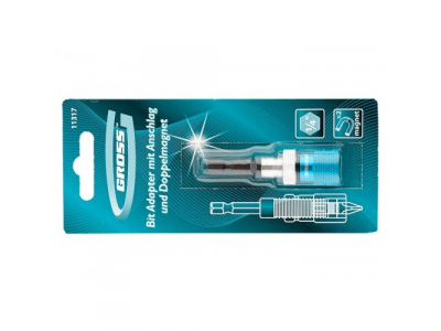 Адаптер для бит с ограничителем и двойным магнитом,1/4"//GROSS