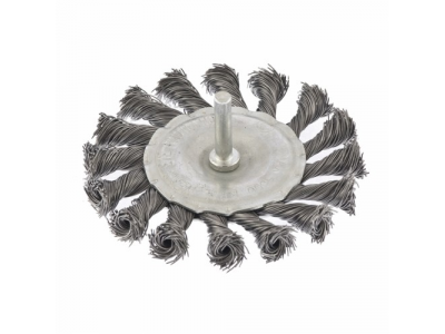 Щетка для дрели, 100 мм, плоская со шпилькой, крученая металлическая проволока СИБРТЕХ