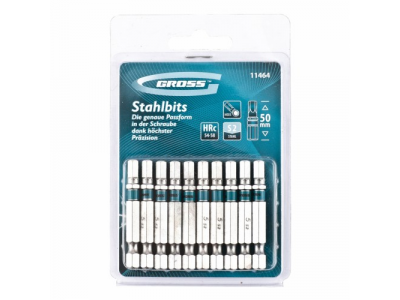 Набор бит HEX 5х50, сталь S2, 10 шт //GROSS