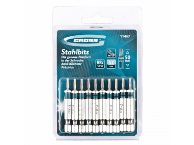 Набор бит TORX 8х50, сталь S2, 10 шт //GROSS