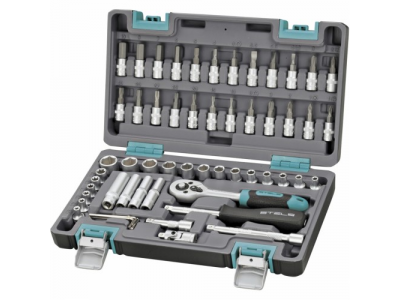 Набор инструментов, 1/4", CrV, пластиковый кейс 57 предм.// STELS