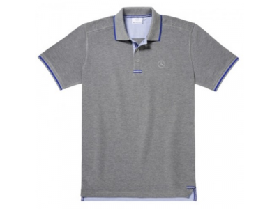 Мужская футболка поло Mercedes-Benz Men's Polo Shirt, Grey / Royal Blue, артикул B66956677